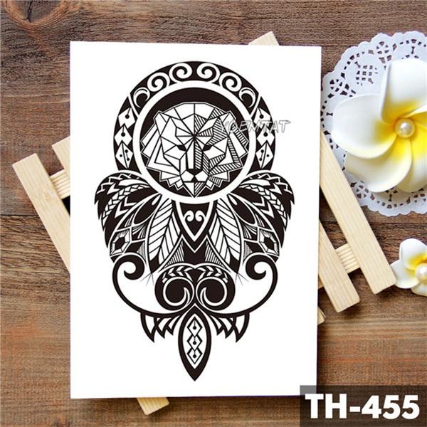 Tribal Wolf Moon Pine Tree Temporary Tattoo Sticker Fox Waterproof Tattoos Forest Body Art Arm Fake Tatoo Men Women