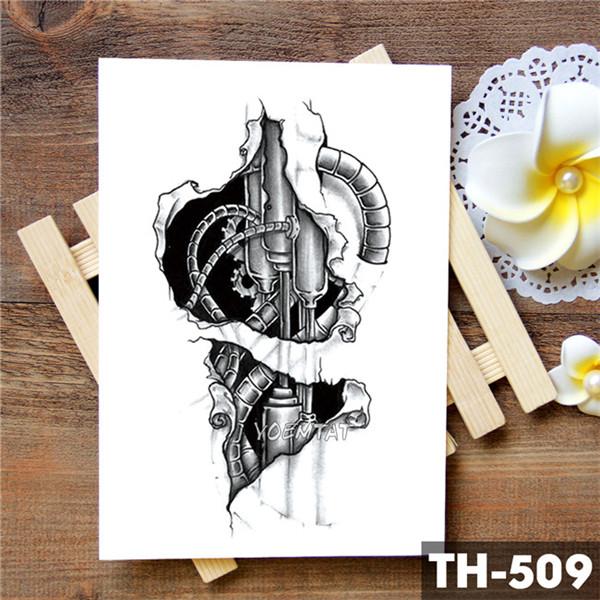 Tribal Wolf Moon Pine Tree Temporary Tattoo Sticker Fox Waterproof Tattoos Forest Body Art Arm Fake Tatoo Men Women