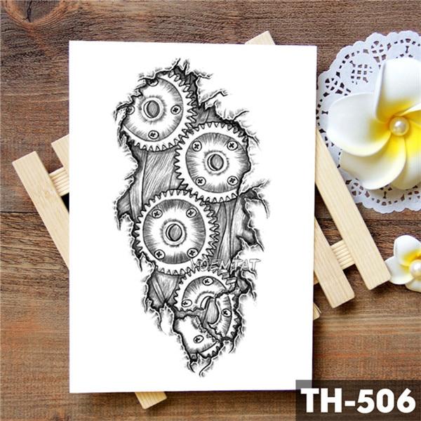 Tribal Wolf Moon Pine Tree Temporary Tattoo Sticker Fox Waterproof Tattoos Forest Body Art Arm Fake Tatoo Men Women