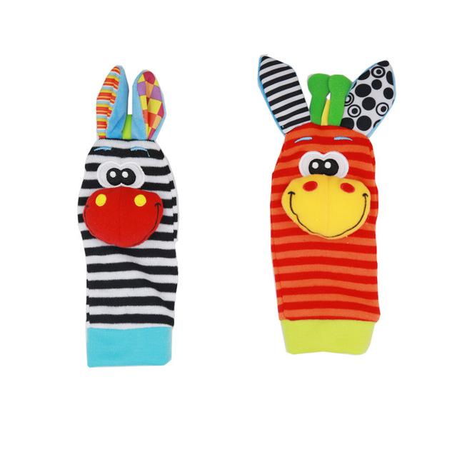 Sozzy Cartoon 2 piece Zebra New Baby Infant Soft Socks Wrist Rattle Set Educational Best Gift Toys for Children 20%Off