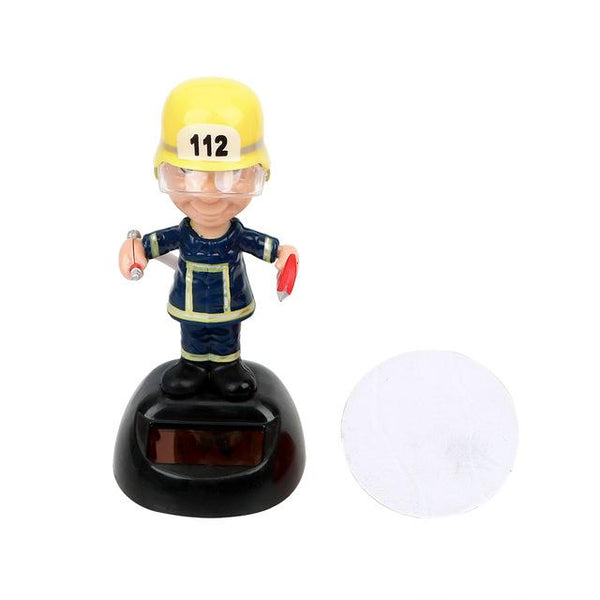 FORAUTO Firemen Shape Car Ornament Swinging Auto Accessories Dashboard Decoration Solar Powered Dancing Toy Car Styling