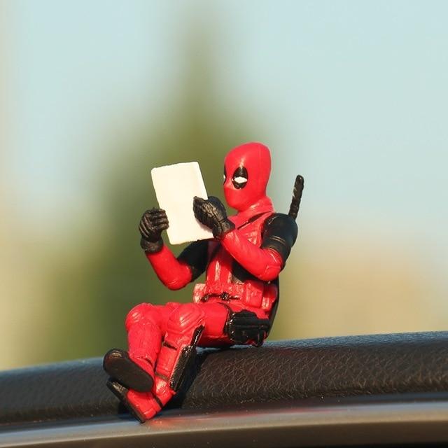 Marvel X-Men Deadpool Personality Car Ornament Action Figure Sitting Model Anime Mini Doll Car Decoration Car Accessories