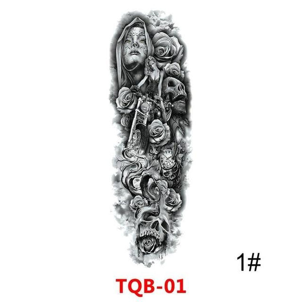 Sexy Skull Women Body Art Flash Waterproof Tattoo Stickers 48*17CM Big Temporary Tattoo Full Arm Sleeve Tatto Men Girl #288345