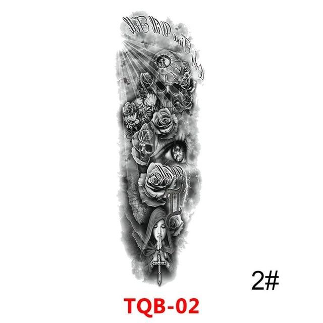 Sexy Skull Women Body Art Flash Waterproof Tattoo Stickers 48*17CM Big Temporary Tattoo Full Arm Sleeve Tatto Men Girl #288345