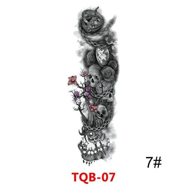 Sexy Skull Women Body Art Flash Waterproof Tattoo Stickers 48*17CM Big Temporary Tattoo Full Arm Sleeve Tatto Men Girl #288345