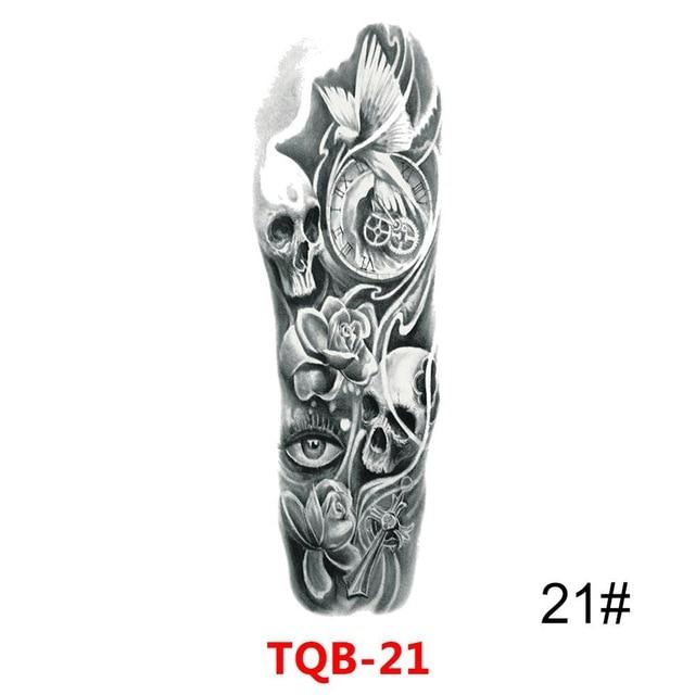 Sexy Skull Women Body Art Flash Waterproof Tattoo Stickers 48*17CM Big Temporary Tattoo Full Arm Sleeve Tatto Men Girl #288345