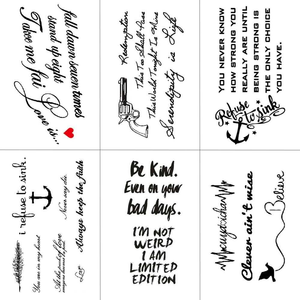 HXMAN English Letter Waterproof Temporary Tattoos Sticker Women Men Arm Fake Body Art 10.5X6cm Kids Adult Hand Tattoo L-001