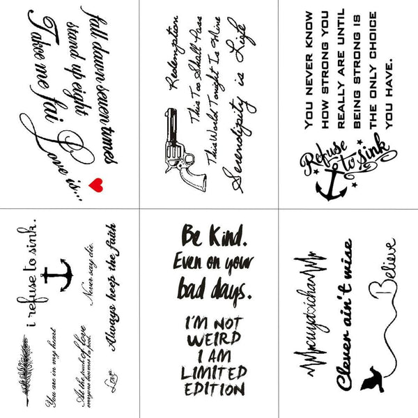 HXMAN English Letter Waterproof Temporary Tattoos Sticker Women Men Arm Fake Body Art 10.5X6cm Kids Adult Hand Tattoo L-001