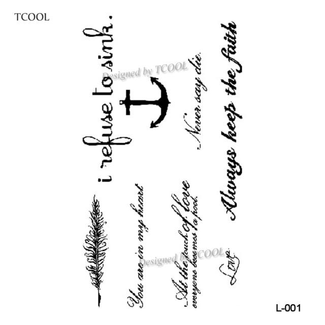 HXMAN English Letter Waterproof Temporary Tattoos Sticker Women Men Arm Fake Body Art 10.5X6cm Kids Adult Hand Tattoo L-001