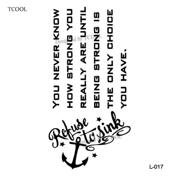 HXMAN English Letter Waterproof Temporary Tattoos Sticker Women Men Arm Fake Body Art 10.5X6cm Kids Adult Hand Tattoo L-001