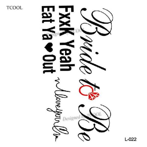 HXMAN English Letter Waterproof Temporary Tattoos Sticker Women Men Arm Fake Body Art 10.5X6cm Kids Adult Hand Tattoo L-001