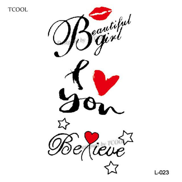 HXMAN English Letter Waterproof Temporary Tattoos Sticker Women Men Arm Fake Body Art 10.5X6cm Kids Adult Hand Tattoo L-001