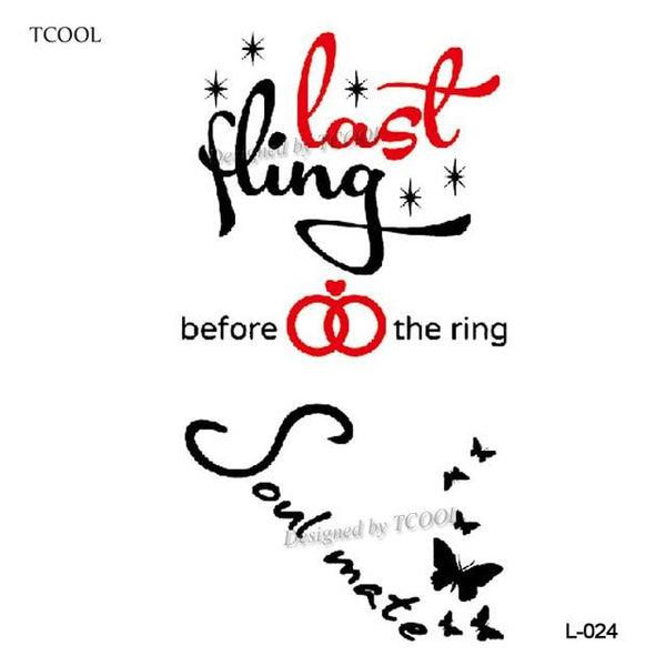HXMAN English Letter Waterproof Temporary Tattoos Sticker Women Men Arm Fake Body Art 10.5X6cm Kids Adult Hand Tattoo L-001