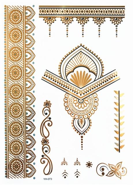 Temporary golden tattoos stickers jewelry bracelet party tattoos fashion   flash tattoo paste makeup girsl arm waterproof tattoo