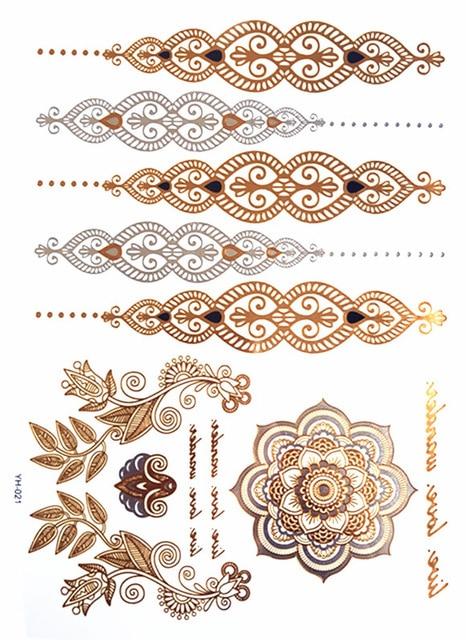 Temporary golden tattoos stickers jewelry bracelet party tattoos fashion   flash tattoo paste makeup girsl arm waterproof tattoo