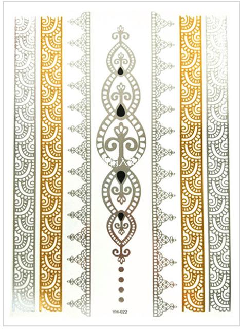 Temporary golden tattoos stickers jewelry bracelet party tattoos fashion   flash tattoo paste makeup girsl arm waterproof tattoo