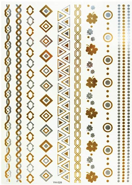 Temporary golden tattoos stickers jewelry bracelet party tattoos fashion   flash tattoo paste makeup girsl arm waterproof tattoo