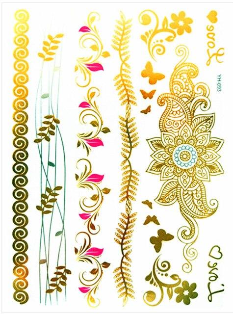 Temporary golden tattoos stickers jewelry bracelet party tattoos fashion   flash tattoo paste makeup girsl arm waterproof tattoo