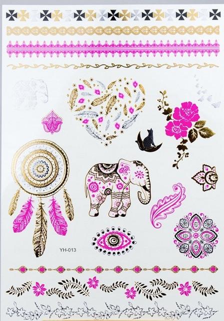Temporary golden tattoos stickers jewelry bracelet party tattoos fashion   flash tattoo paste makeup girsl arm waterproof tattoo