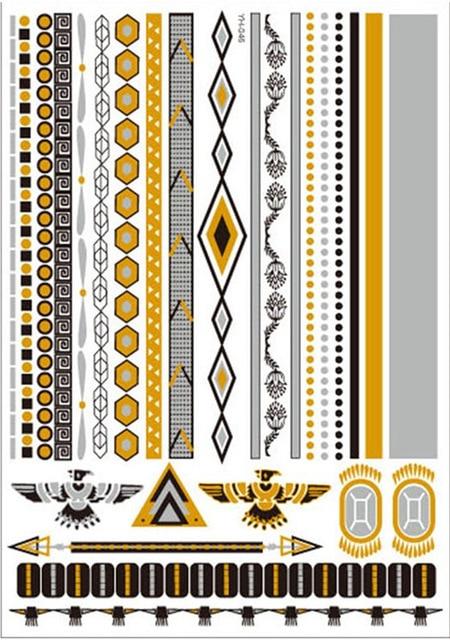 Temporary golden tattoos stickers jewelry bracelet party tattoos fashion   flash tattoo paste makeup girsl arm waterproof tattoo
