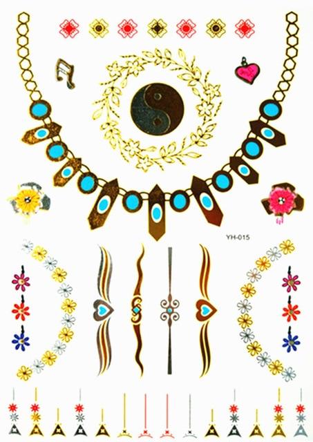 Temporary golden tattoos stickers jewelry bracelet party tattoos fashion   flash tattoo paste makeup girsl arm waterproof tattoo