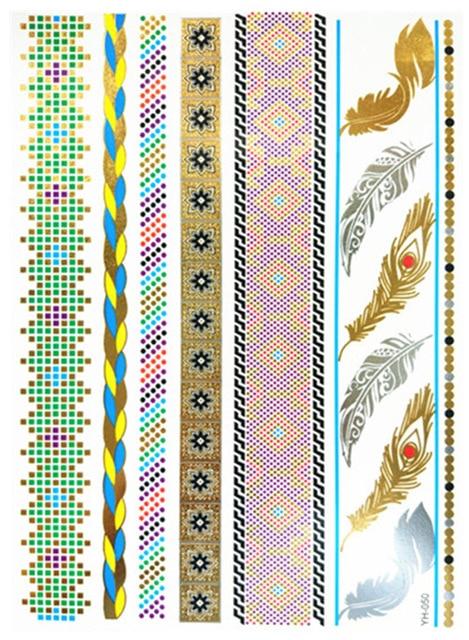 Temporary golden tattoos stickers jewelry bracelet party tattoos fashion   flash tattoo paste makeup girsl arm waterproof tattoo