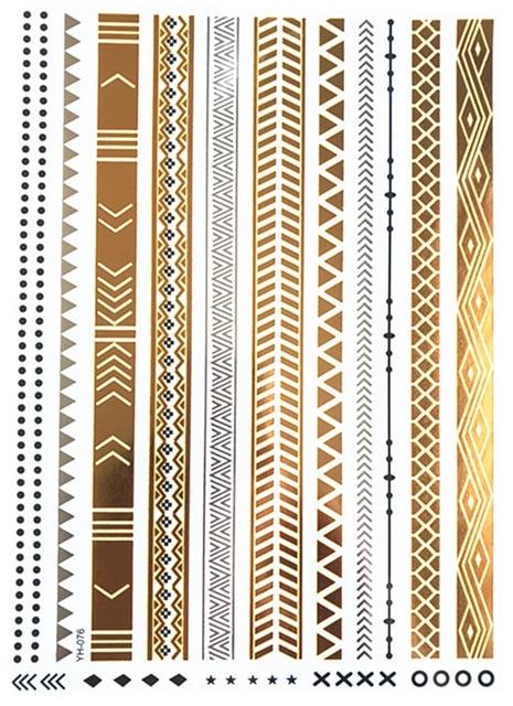 Temporary golden tattoos stickers jewelry bracelet party tattoos fashion   flash tattoo paste makeup girsl arm waterproof tattoo