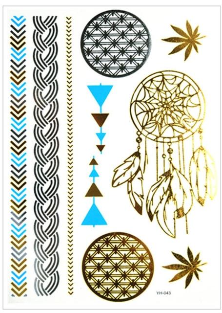 Temporary golden tattoos stickers jewelry bracelet party tattoos fashion   flash tattoo paste makeup girsl arm waterproof tattoo