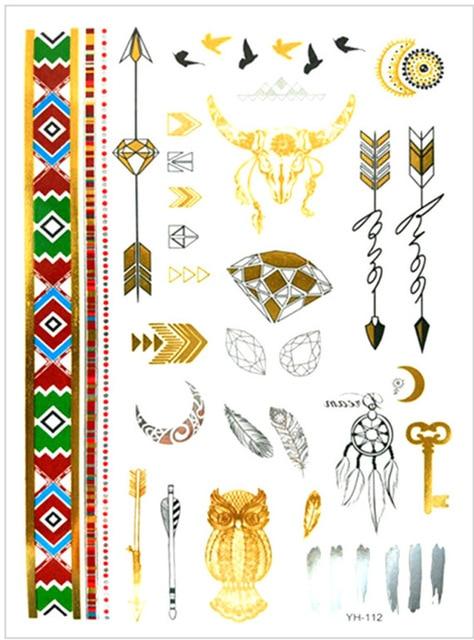 Temporary golden tattoos stickers jewelry bracelet party tattoos fashion   flash tattoo paste makeup girsl arm waterproof tattoo