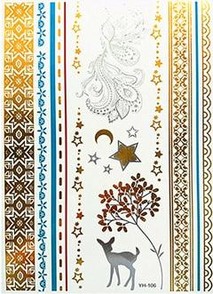 Temporary golden tattoos stickers jewelry bracelet party tattoos fashion   flash tattoo paste makeup girsl arm waterproof tattoo