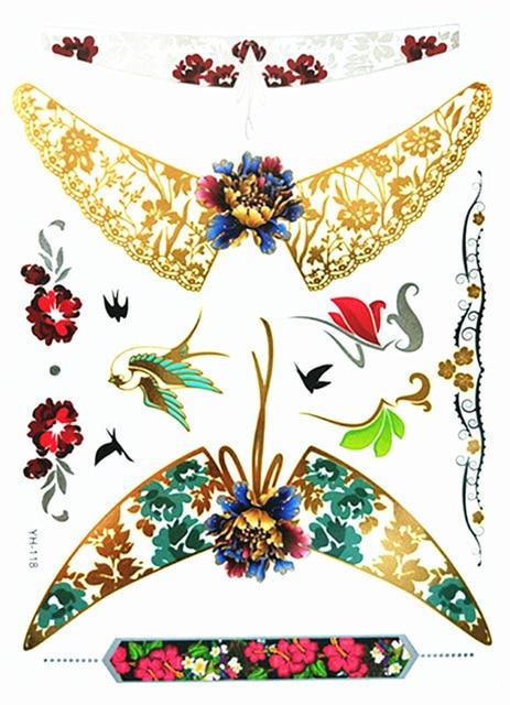 Temporary golden tattoos stickers jewelry bracelet party tattoos fashion   flash tattoo paste makeup girsl arm waterproof tattoo