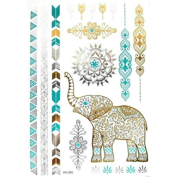 Temporary golden tattoos stickers jewelry bracelet party tattoos fashion   flash tattoo paste makeup girsl arm waterproof tattoo