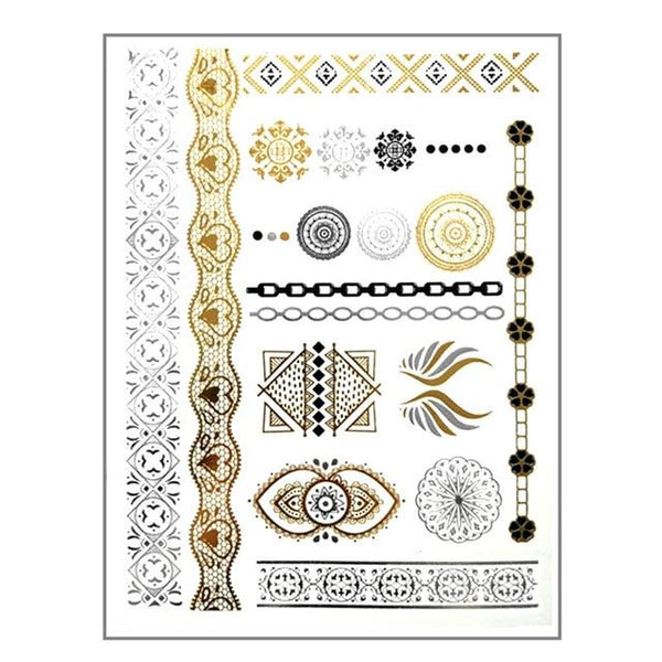 Temporary golden tattoos stickers jewelry bracelet party tattoos fashion   flash tattoo paste makeup girsl arm waterproof tattoo