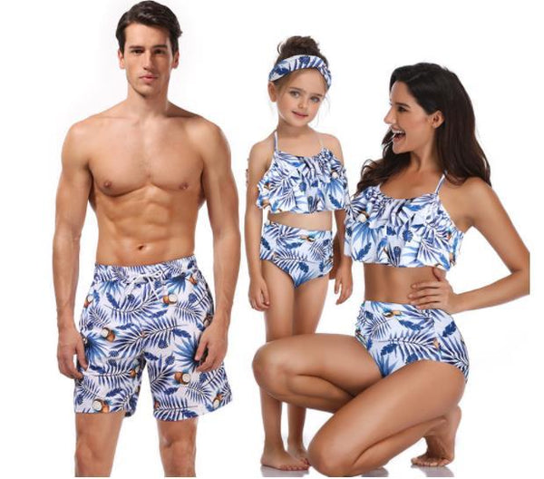 Bikini beach shorts matching swimsuit mommy and me clothes mum mother and daughter son outfits look Family matching swimwear