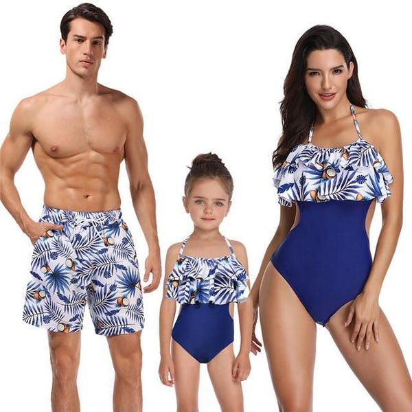 Bikini beach shorts matching swimsuit mommy and me clothes mum mother and daughter son outfits look Family matching swimwear