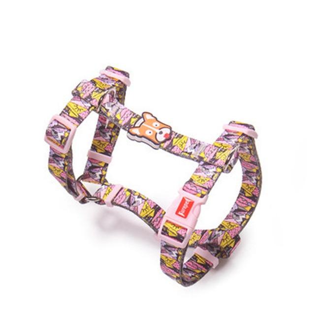 Dog Collars Fashion Designer Print Non-Escape Nylon Dog Harness Breakaway Quick Release Pet Harness Vest Walking Lead Adjustable
