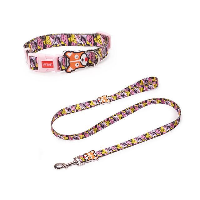 Dog Collars Fashion Designer Print Non-Escape Nylon Dog Harness Breakaway Quick Release Pet Harness Vest Walking Lead Adjustable