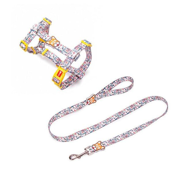 Dog Collars Fashion Designer Print Non-Escape Nylon Dog Harness Breakaway Quick Release Pet Harness Vest Walking Lead Adjustable