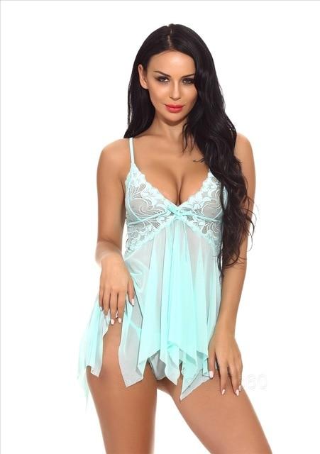 Women Sexy Lingerie Dress Lace Babydoll V Neck Sleepwear Strap Chemise Erotic Strap Nightie Sexy Costumes Sexy Underwear