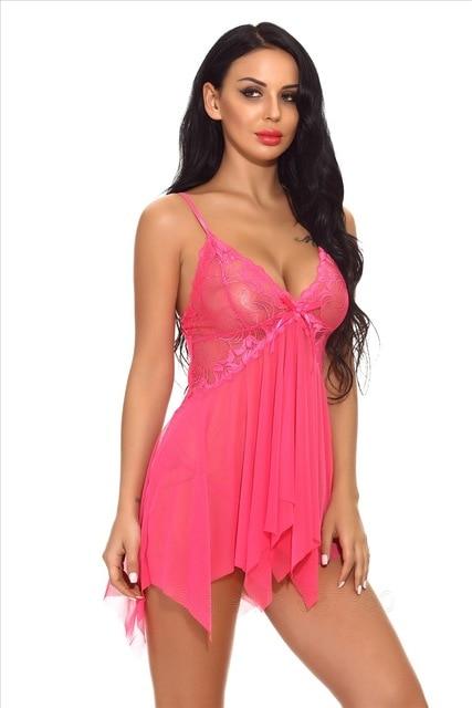 Women Sexy Lingerie Dress Lace Babydoll V Neck Sleepwear Strap Chemise Erotic Strap Nightie Sexy Costumes Sexy Underwear