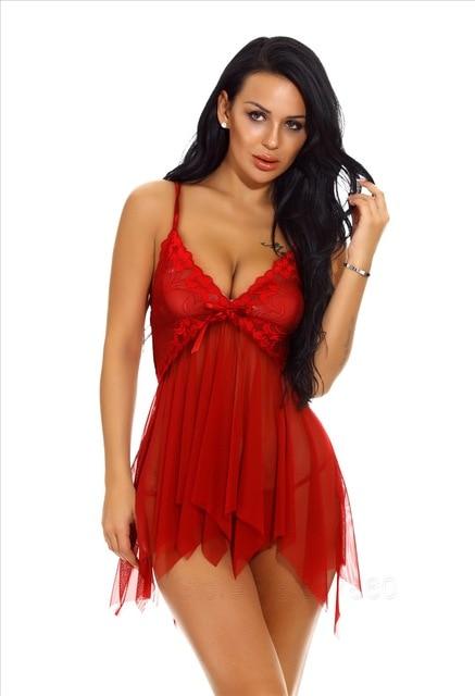 Women Sexy Lingerie Dress Lace Babydoll V Neck Sleepwear Strap Chemise Erotic Strap Nightie Sexy Costumes Sexy Underwear