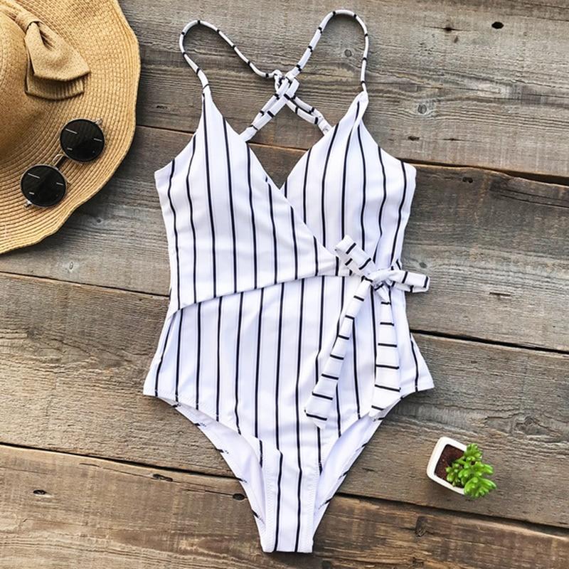 Bikini 2019 Sexy Swimwear Women Young Stripe Deep V neck Summer Sexy Backless Bikini Set Bathing Suit Beach Bathing Swimsuit