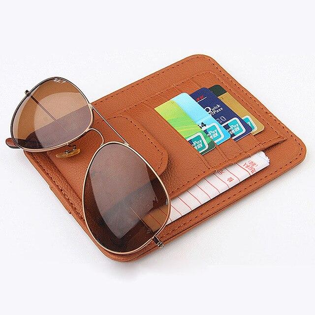 Tancredy Sun Visor Multifunction PU Car Card Package Holder Glasses Storage Organizer Car Hanging Bag Auto Accessories Pocket