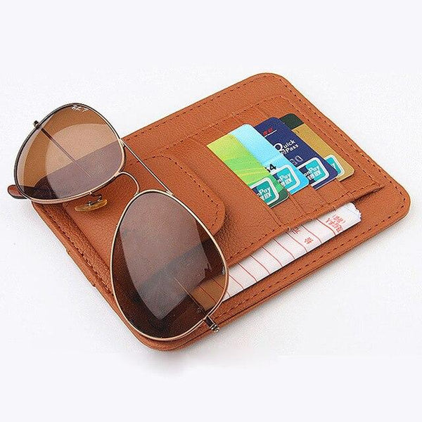 Tancredy Sun Visor Multifunction PU Car Card Package Holder Glasses Storage Organizer Car Hanging Bag Auto Accessories Pocket