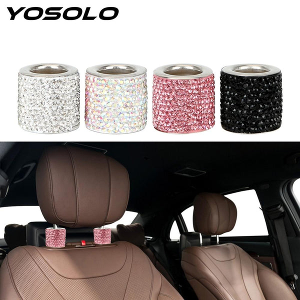 YOSOLO 1 Piece Seat Rod Diamond Ring Car-styling Car Ornament Bling Icy Crystal Car Seat Headrest Collar Decor Interior Moulding