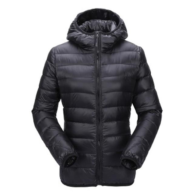 ZOGAA Women Ultra Light Down Jackets Hooded Winter Coat Slim Fit  Solid Zipper Overcoat Autumn Winter Women Parka Jacket Outwear