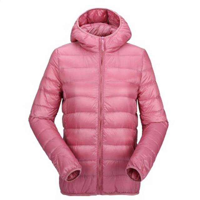 ZOGAA Women Ultra Light Down Jackets Hooded Winter Coat Slim Fit  Solid Zipper Overcoat Autumn Winter Women Parka Jacket Outwear