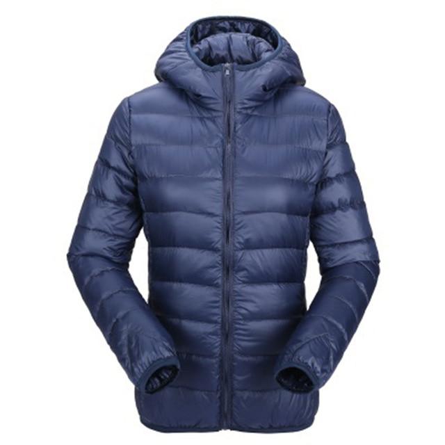 ZOGAA Women Ultra Light Down Jackets Hooded Winter Coat Slim Fit  Solid Zipper Overcoat Autumn Winter Women Parka Jacket Outwear
