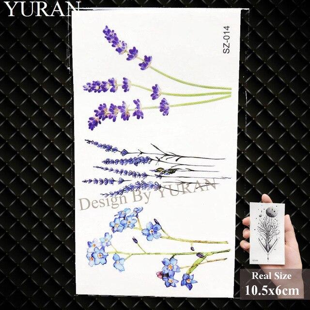 YURAN Flash Lovely Lavender Flower Tattoo Stickers Kids Arm Lotus Cartoon Temporary Tattoo Children Art Fake Tatoos Women Xmas