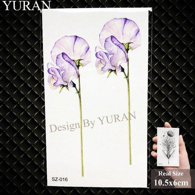 YURAN Flash Lovely Lavender Flower Tattoo Stickers Kids Arm Lotus Cartoon Temporary Tattoo Children Art Fake Tatoos Women Xmas